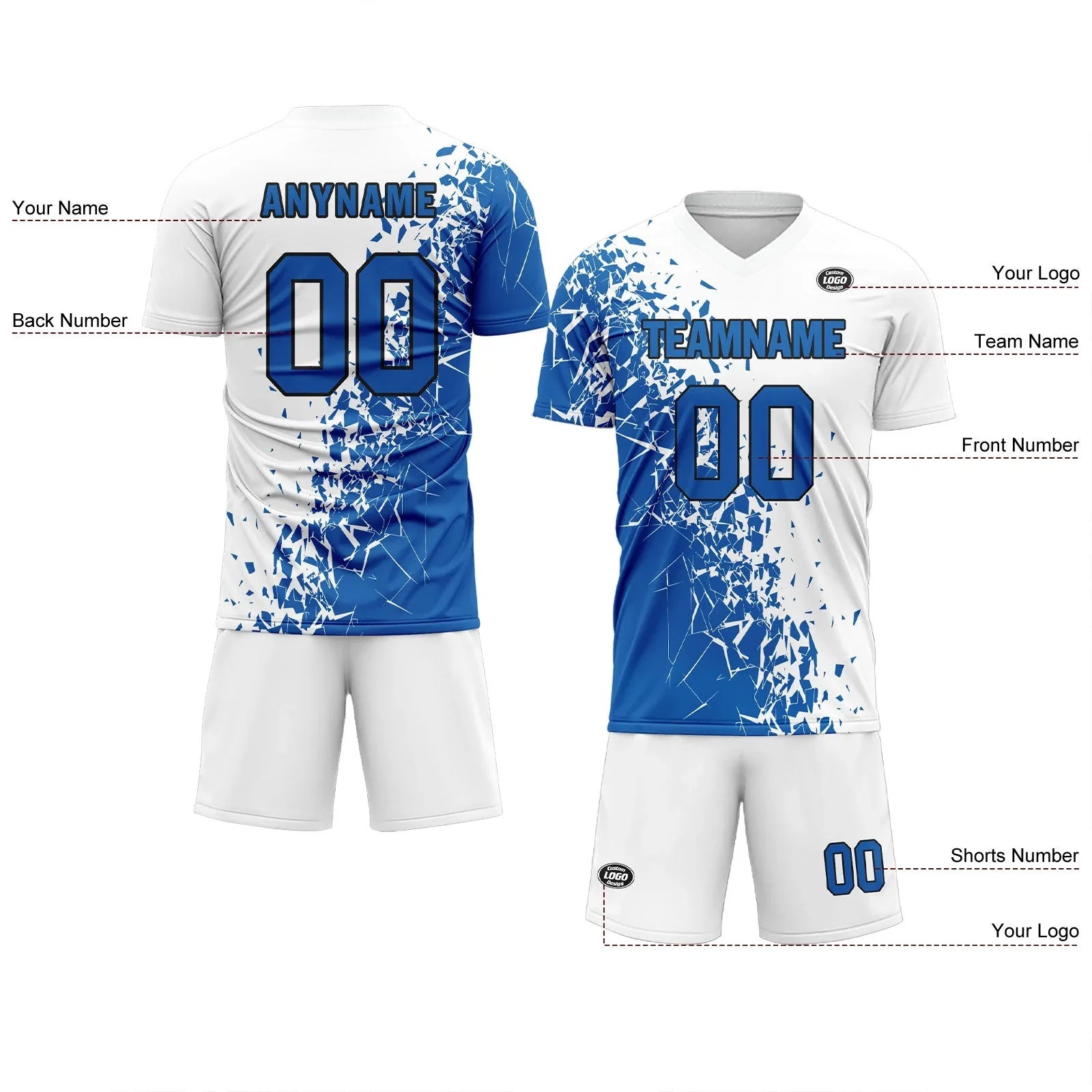 Custom Blue White Soccer Sets Jersey Personalized SCJ101-D28008 - Coolcustomize