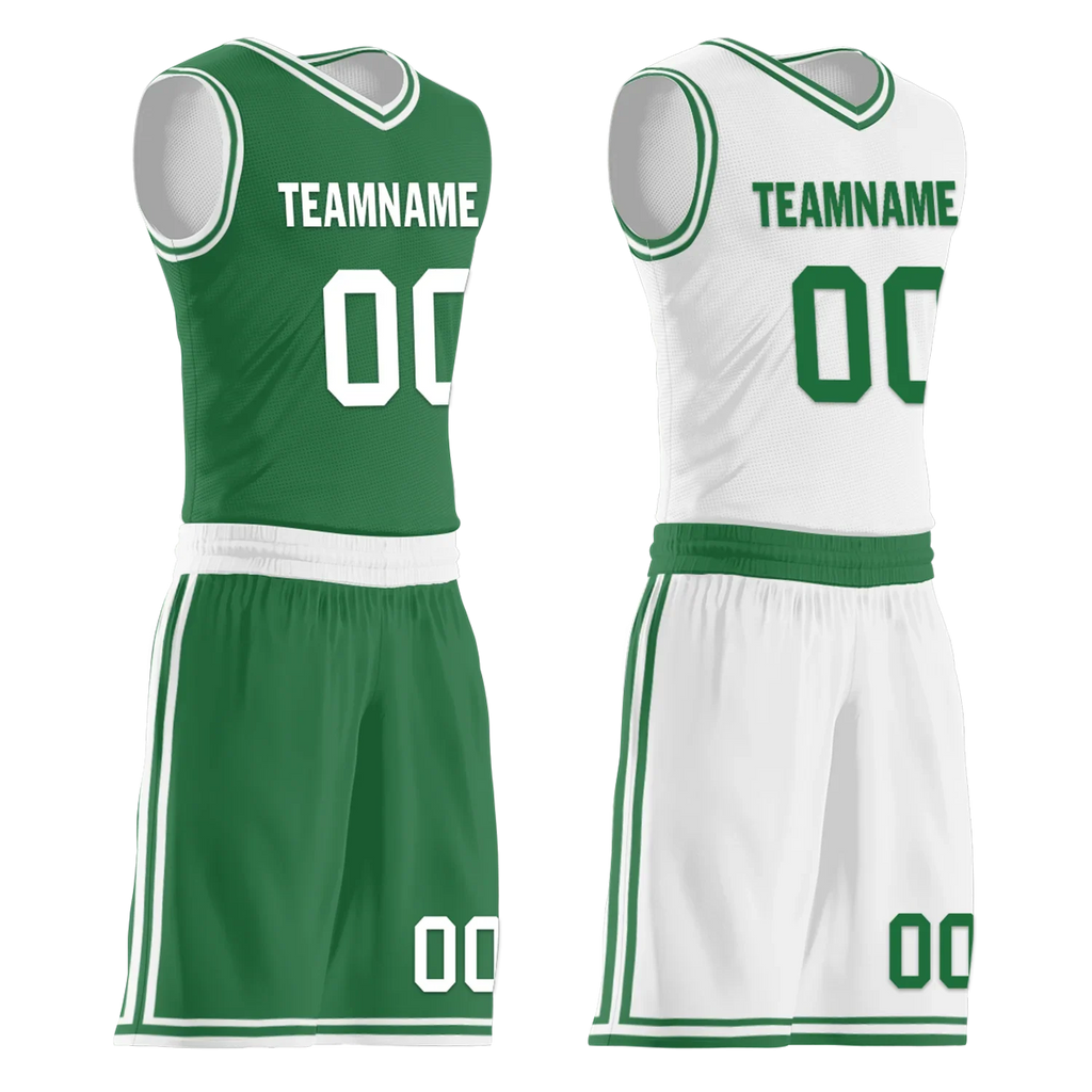 Custom Green White Classic Style Reversible Basketball Uniform Personalized Ordinary BBJR-D017001 - Coolcustomize