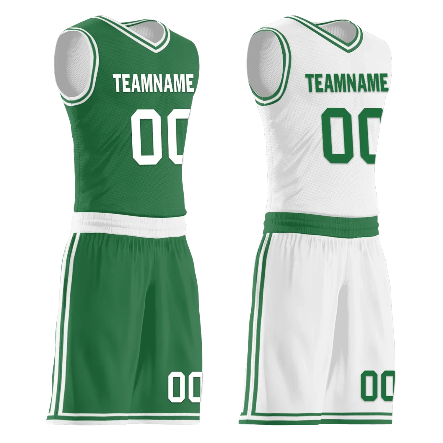 Custom Green White Classic Style Reversible Basketball Uniform Personalized Ordinary BBJR-D017001 - Coolcustomize