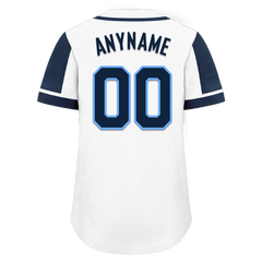 Custom White Blue Raglan Sleeves Personalized Authentic Baseball Jersey BSBJ01-D017164