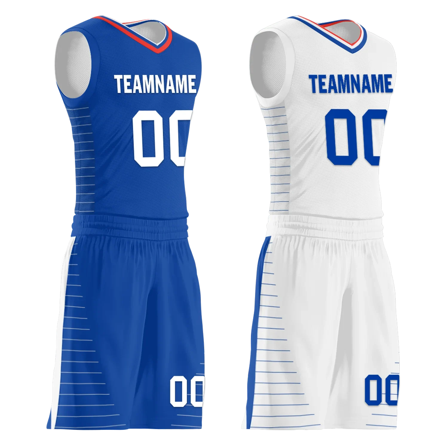 Custom Blue White Classic Style Reversible Basketball Uniform Personalized COOLMAX BBJR-D017031 - Coolcustomize