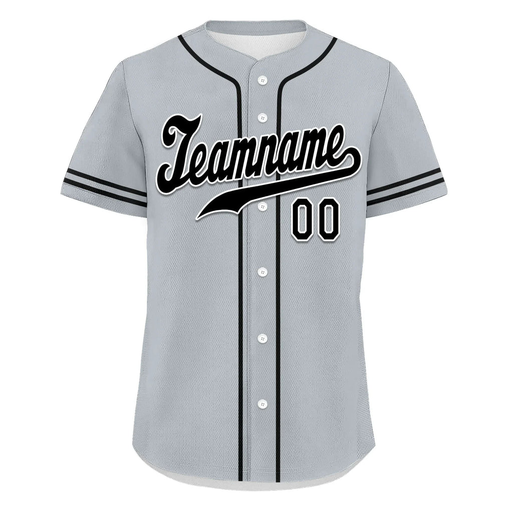 Custom Grey Classic Style Black Personalized Authentic Baseball Jersey UN002-bd0b00d8-d - Coolcustomize