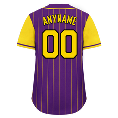 Custom Purple Gold Stripe Fashion Personalized Authentic Baseball Jersey BSBJ01-D017220