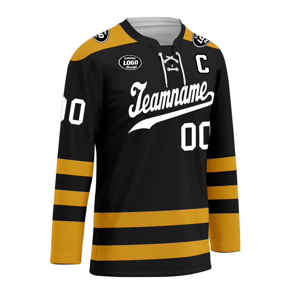 Custom Black Yellow Personalized Hockey Jersey HCKJ01-D0a70ee - Coolcustomize