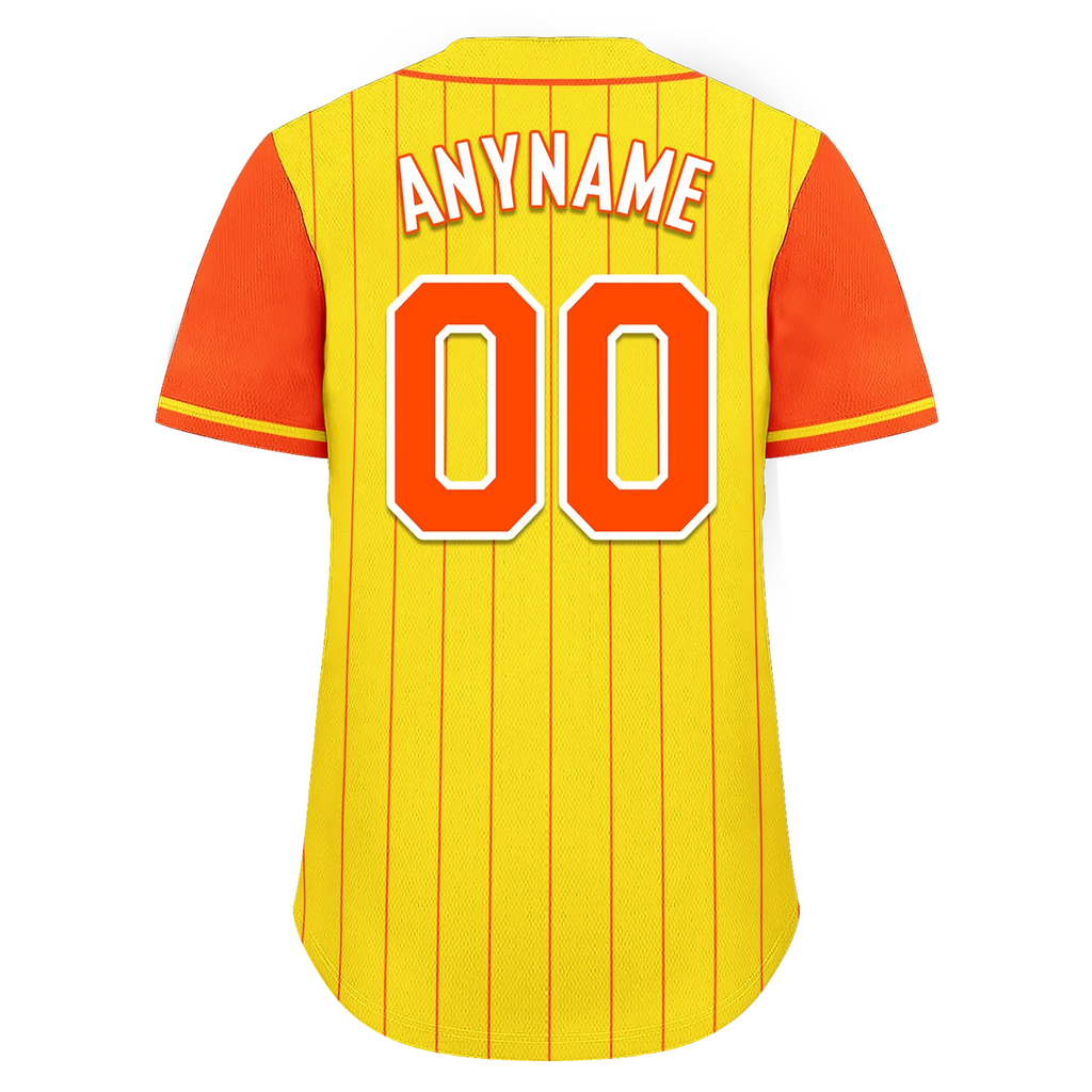 Custom Gold Orange Stripe Fashion Personalized Authentic Baseball Jersey BSBJ01-D017251 - Coolcustomize