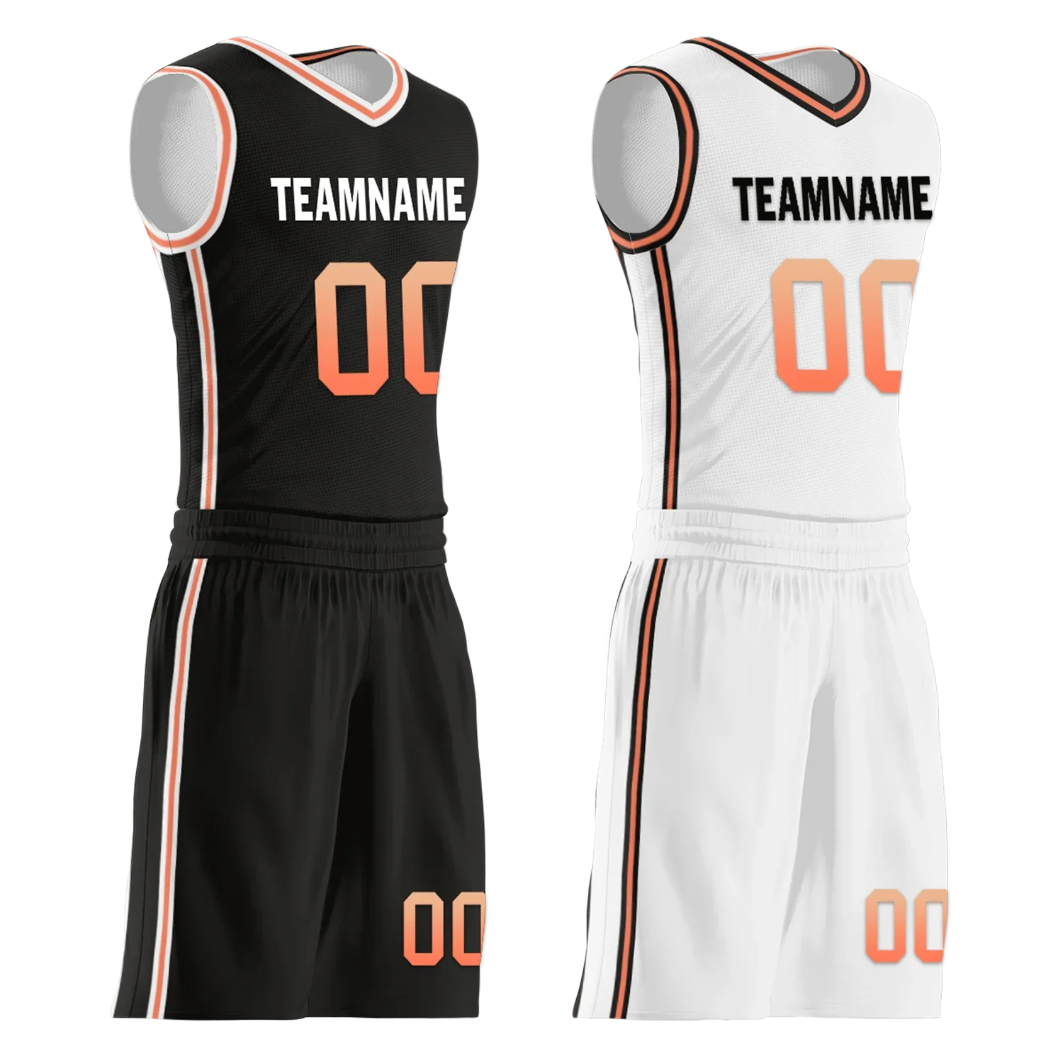 Custom Black White Classic Style Reversible Basketball Uniform Personalized COOLMAX BBJR-D017028 - Coolcustomize