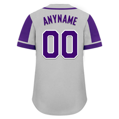 Custom Gray Purple Raglan Sleeves Personalized Authentic Baseball Jersey BSBJ01-D017186