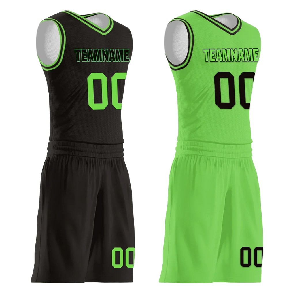 Custom Black Green Classic Style Reversible Basketball Uniform Personalized Ordinary BBJR-D017049 - Coolcustomize