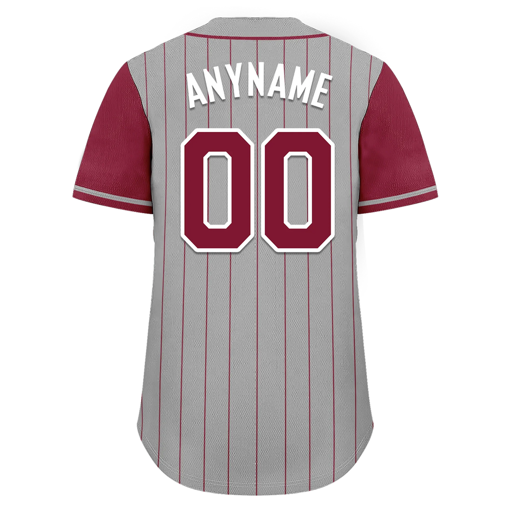 Custom Gray Red Stripe Fashion Personalized Authentic Baseball Jersey BSBJ01-D017260 - Coolcustomize