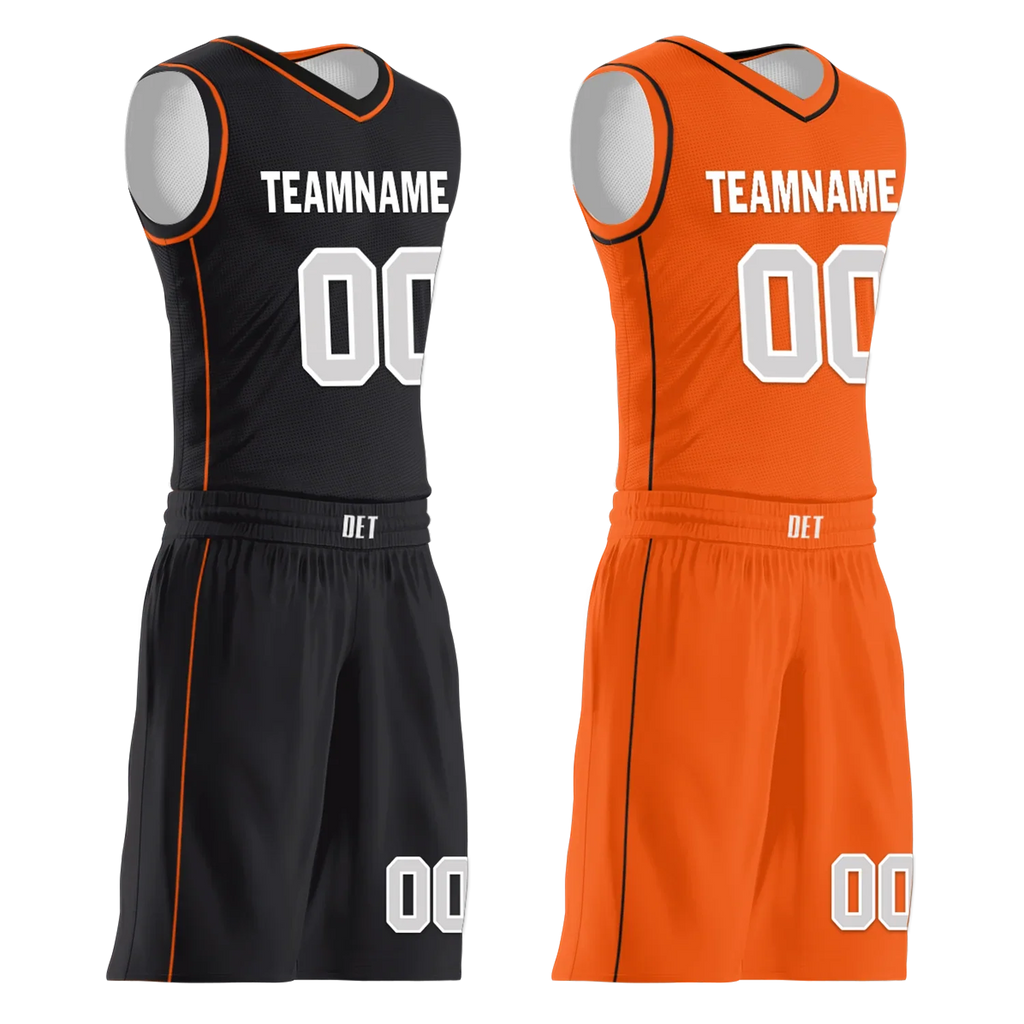 Custom Black Orange Classic Style Reversible Basketball Uniform Personalized Ordinary BBJR-D017019 - Coolcustomize