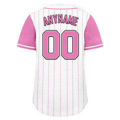 Custom White Pink Stripe Fashion Personalized Authentic Baseball Jersey BSBJ01-D017225