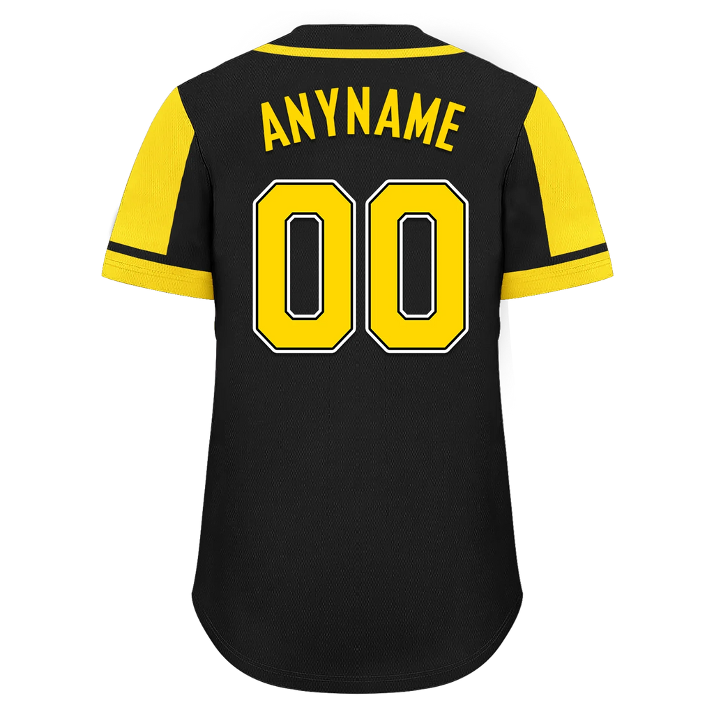 Custom Black Yellow Raglan Sleeves Personalized Authentic Baseball Jersey BSBJ01-D017171 - Coolcustomize