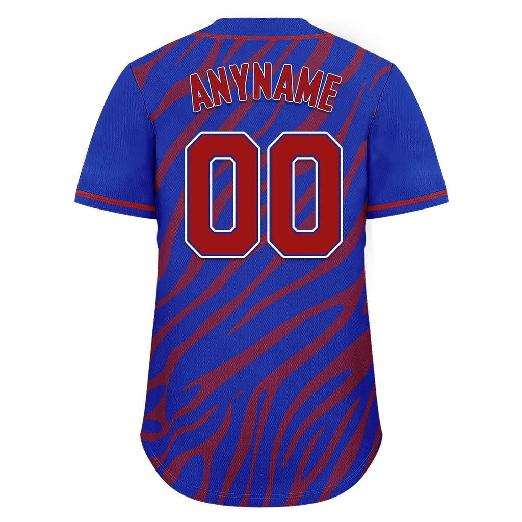 Custom Blue Red Zebra Pattern Personalized Authentic Baseball Jersey BSBJ01-D020201-22 - Coolcustomize