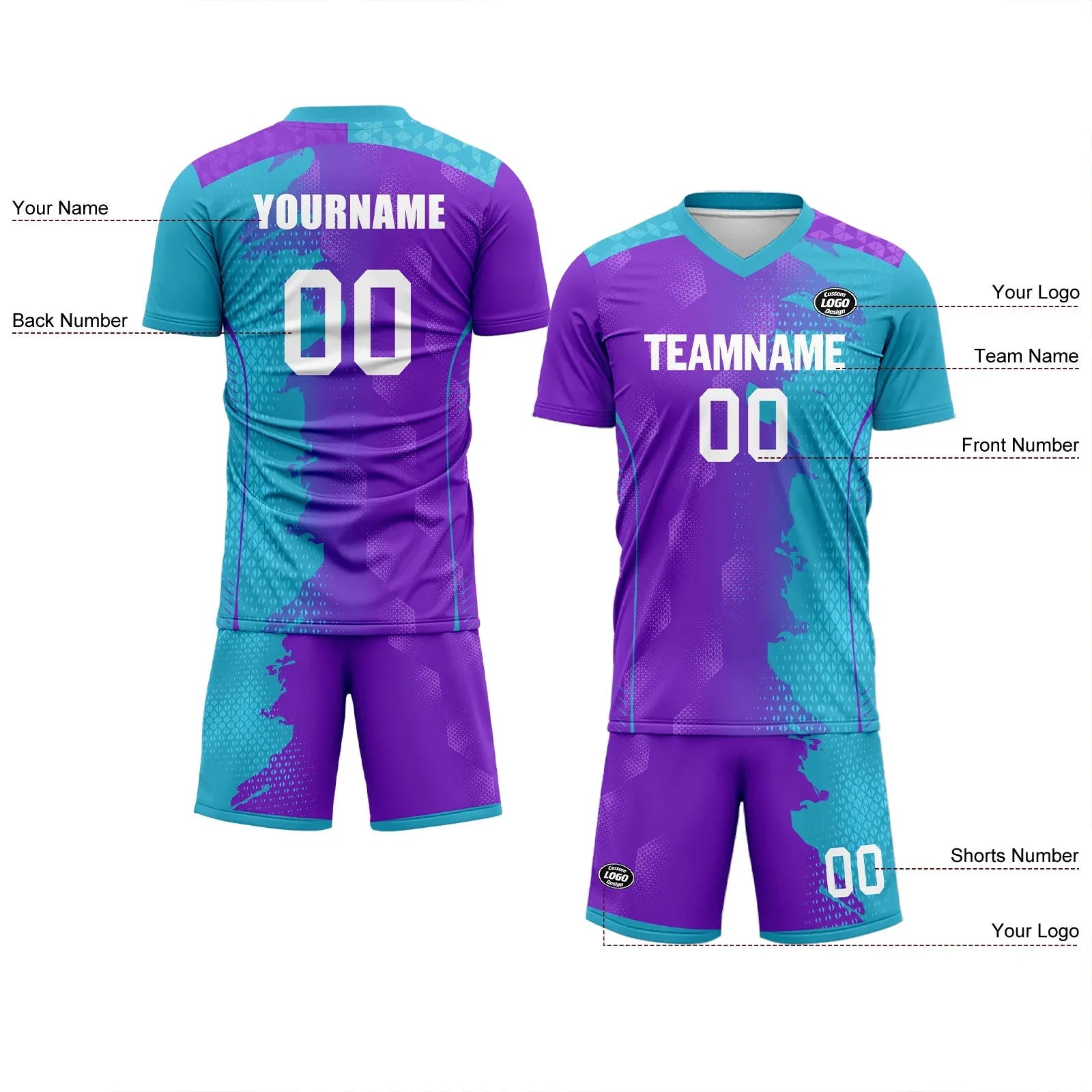 Custom Blue Purple Soccer Sets Jersey Personalized SCJ101-D020210-8 - Coolcustomize