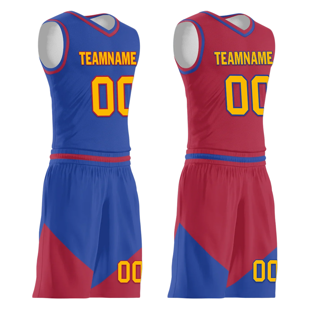 Custom Blue Red Classic Style Reversible Basketball Uniform Personalized Ordinary BBJR-D017029 - Coolcustomize