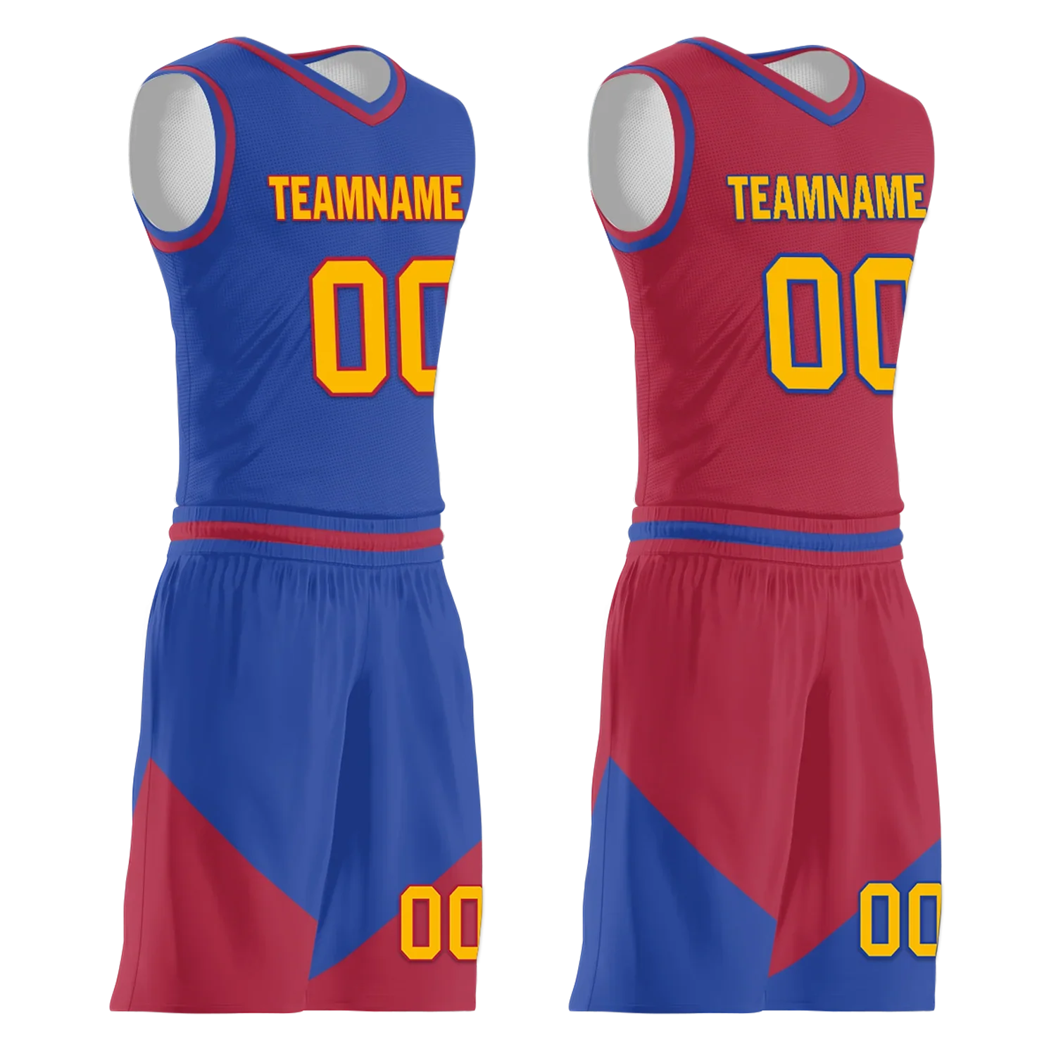 Custom Blue Red Classic Style Reversible Basketball Uniform Personalized Ordinary BBJR-D017029 - Coolcustomize