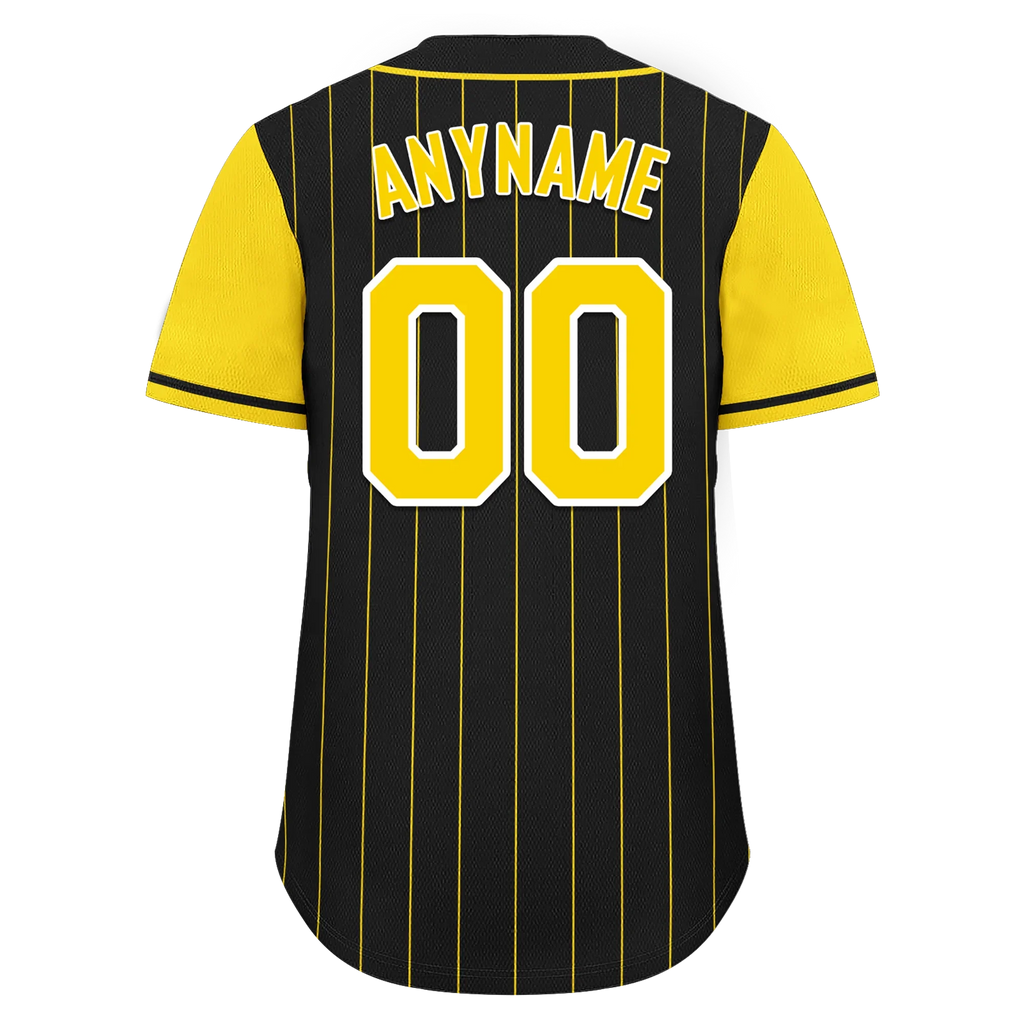Custom Black Gold Stripe Fashion Personalized Authentic Baseball Jersey BSBJ01-D017217 - Coolcustomize