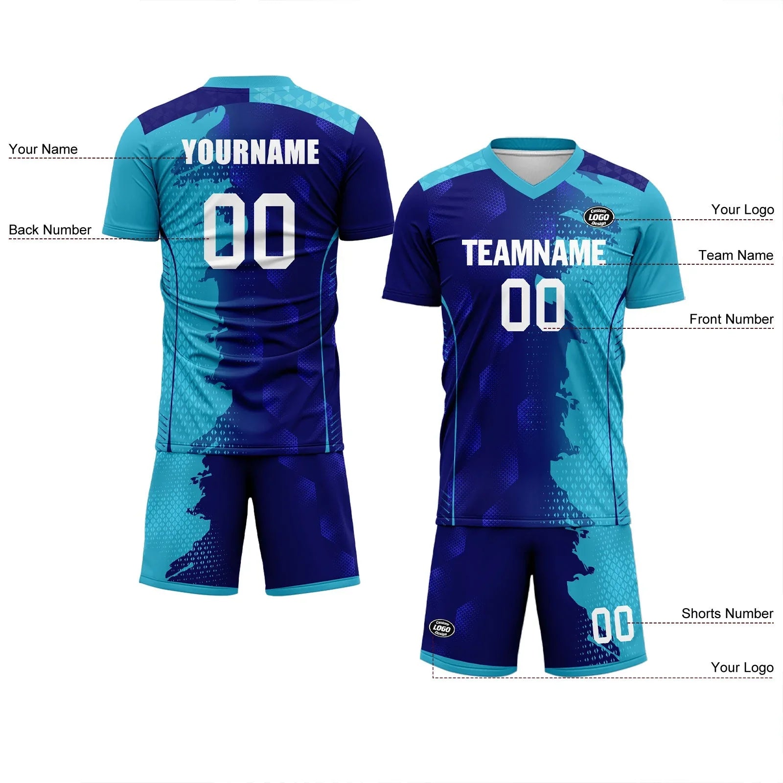 Custom Blue Soccer Sets Jersey Personalized SCJ101-D020210-9 - Coolcustomize