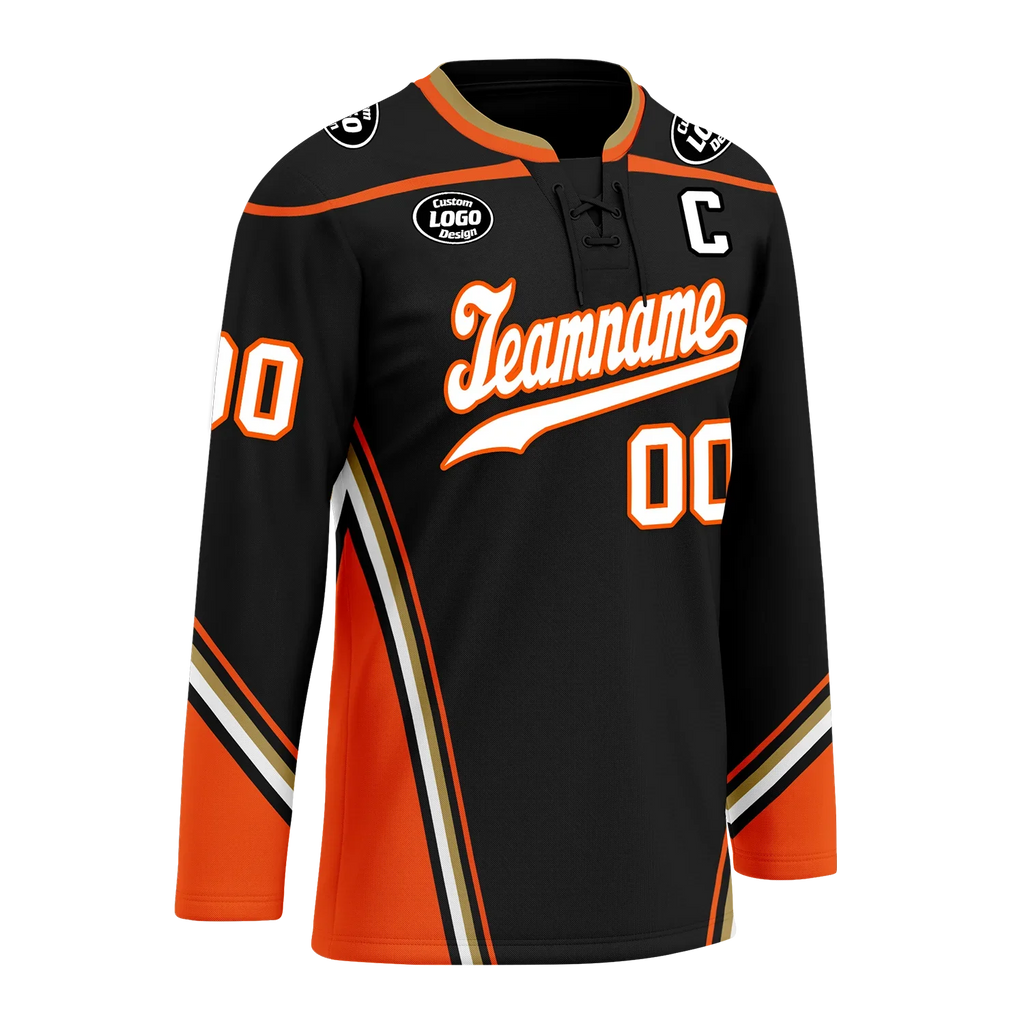 Custom Black Orange Personalized Hockey Jersey HCKJ01-D0a70d8 - Coolcustomize