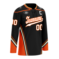 Custom Black Orange Personalized Hockey Jersey HCKJ01-D0a70d8