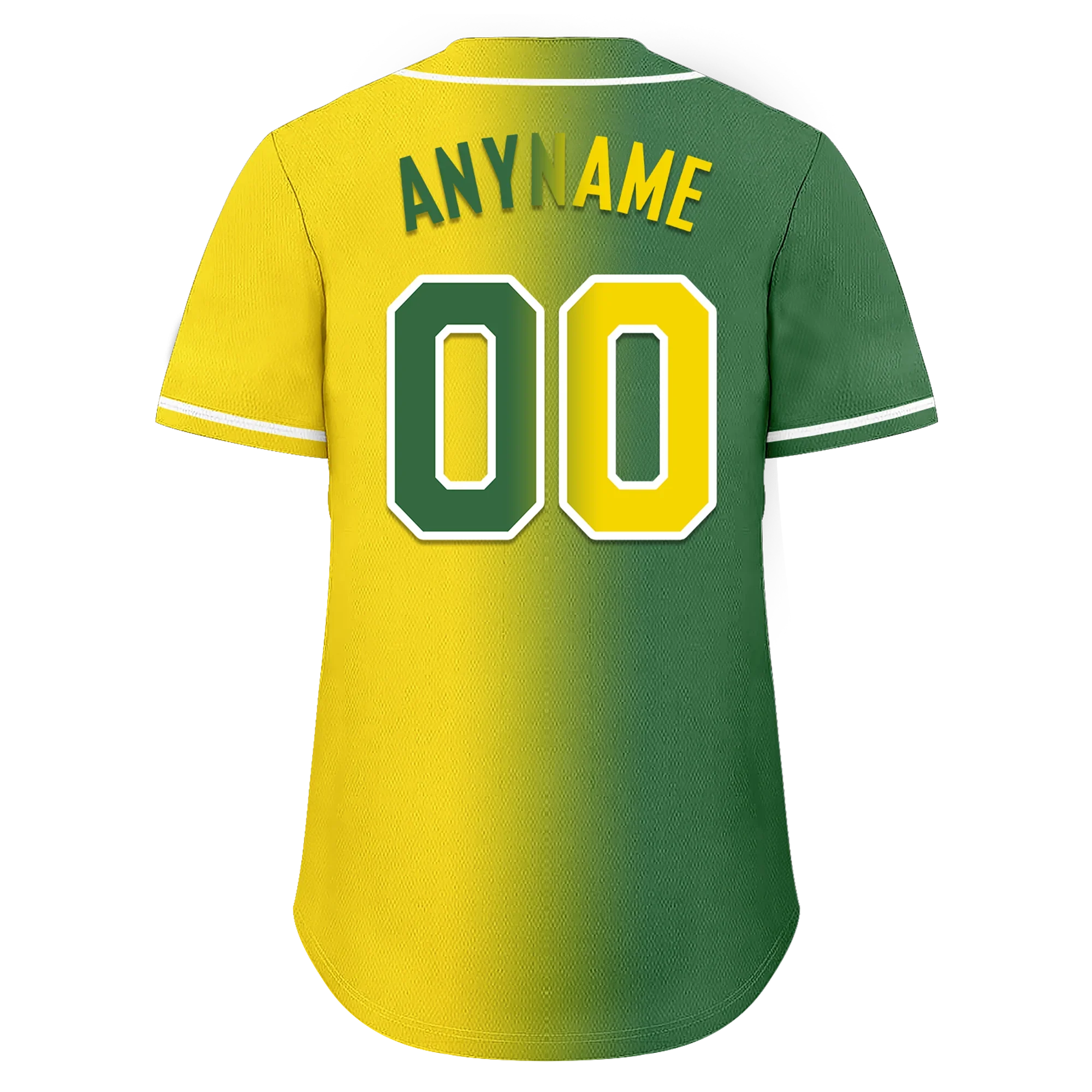 Custom Green Yellow Gradient Fashion Personalized Authentic Baseball Jersey BSBJ01-D0a707d - Coolcustomize