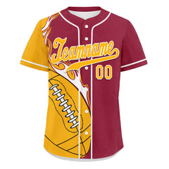 Custom Red Yellow Classic Style Personalized Authentic Baseball Jersey UN002-D0b0a00-b