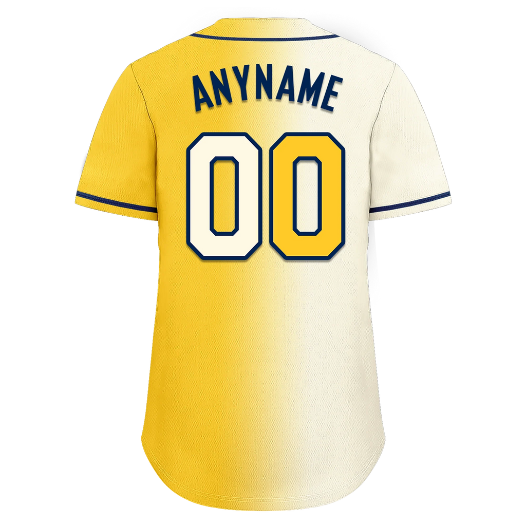 Custom White Yellow Gradient Fashion Personalized Authentic Baseball Jersey BSBJ01-D0a709f - Coolcustomize