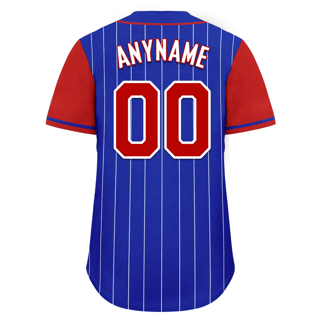 Custom Blue Red Stripe Fashion Personalized Authentic Baseball Jersey BSBJ01-D017215 - Coolcustomize