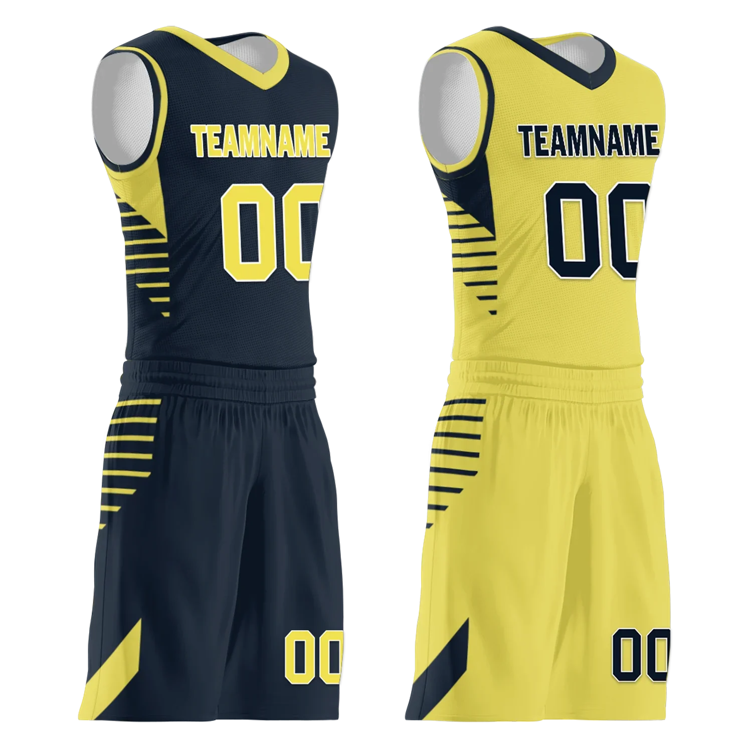 Custom Blue Yellow Classic Style Reversible Basketball Uniform Personalized Ordinary BBJR-D017059 - Coolcustomize