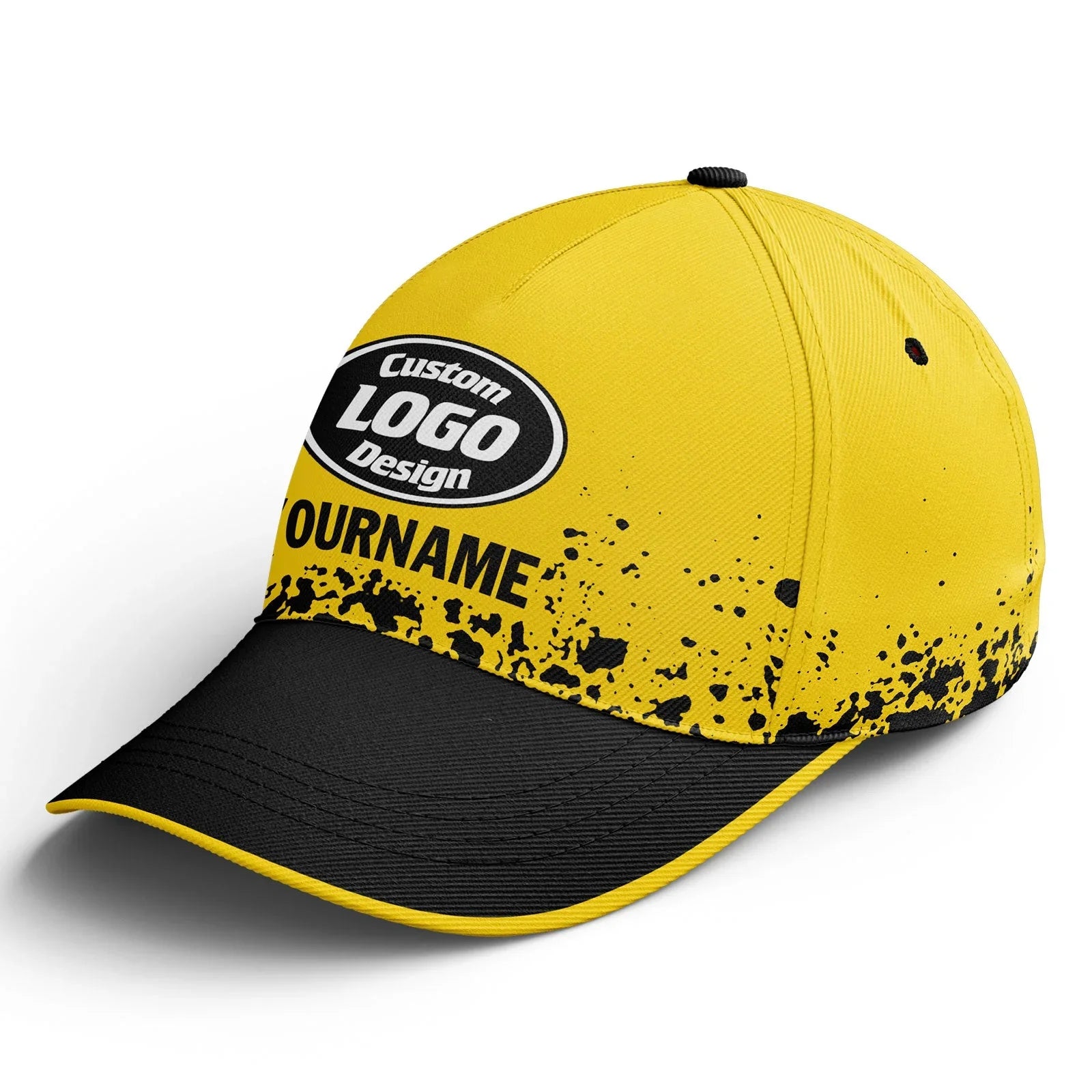 Custom Black Yellow Hat Sport Design Cap Stitched Adjustable Personalized YW061-D020231-7 - Coolcustomize