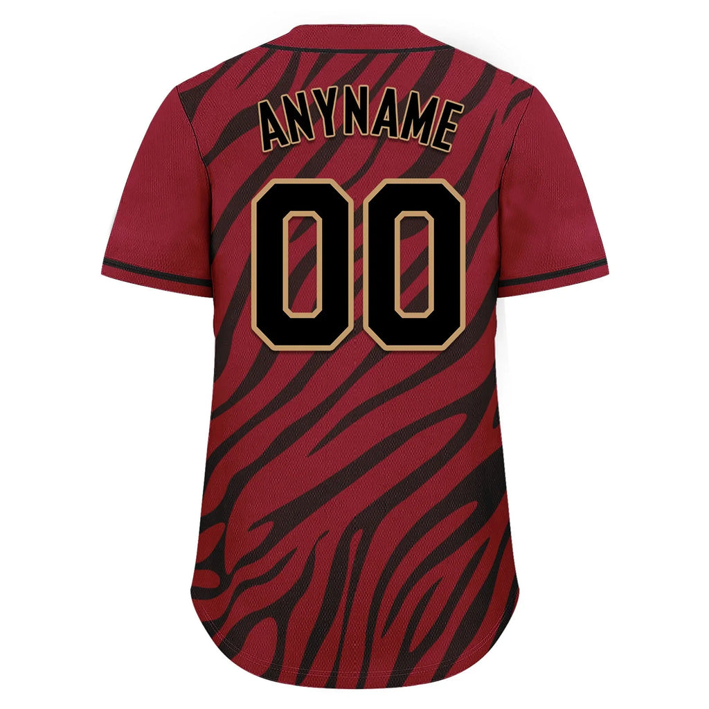Custom Burgundy Black Zebra Pattern Personalized Authentic Baseball Jersey BSBJ01-D020201-10 - Coolcustomize