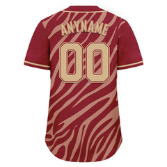 Custom Tan Burgundy Zebra Pattern Personalized Authentic Baseball Jersey BSBJ01-D020201-7