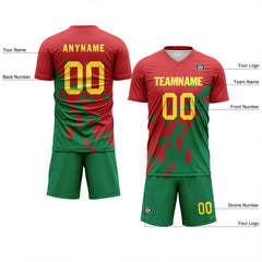 Custom Red Green Soccer Sets Jersey Personalized SCJ101-D28015