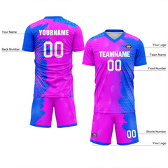 Custom Pink Blue Soccer Sets Jersey Personalized SCJ101-D020210-7