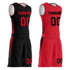 Custom Black Red Classic Style Reversible Basketball Uniform Personalized Ordinary BBJR-D017018