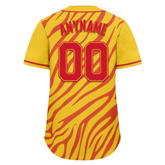 Custom Yellow Red Zebra Pattern Personalized Authentic Baseball Jersey BSBJ01-D020201-5