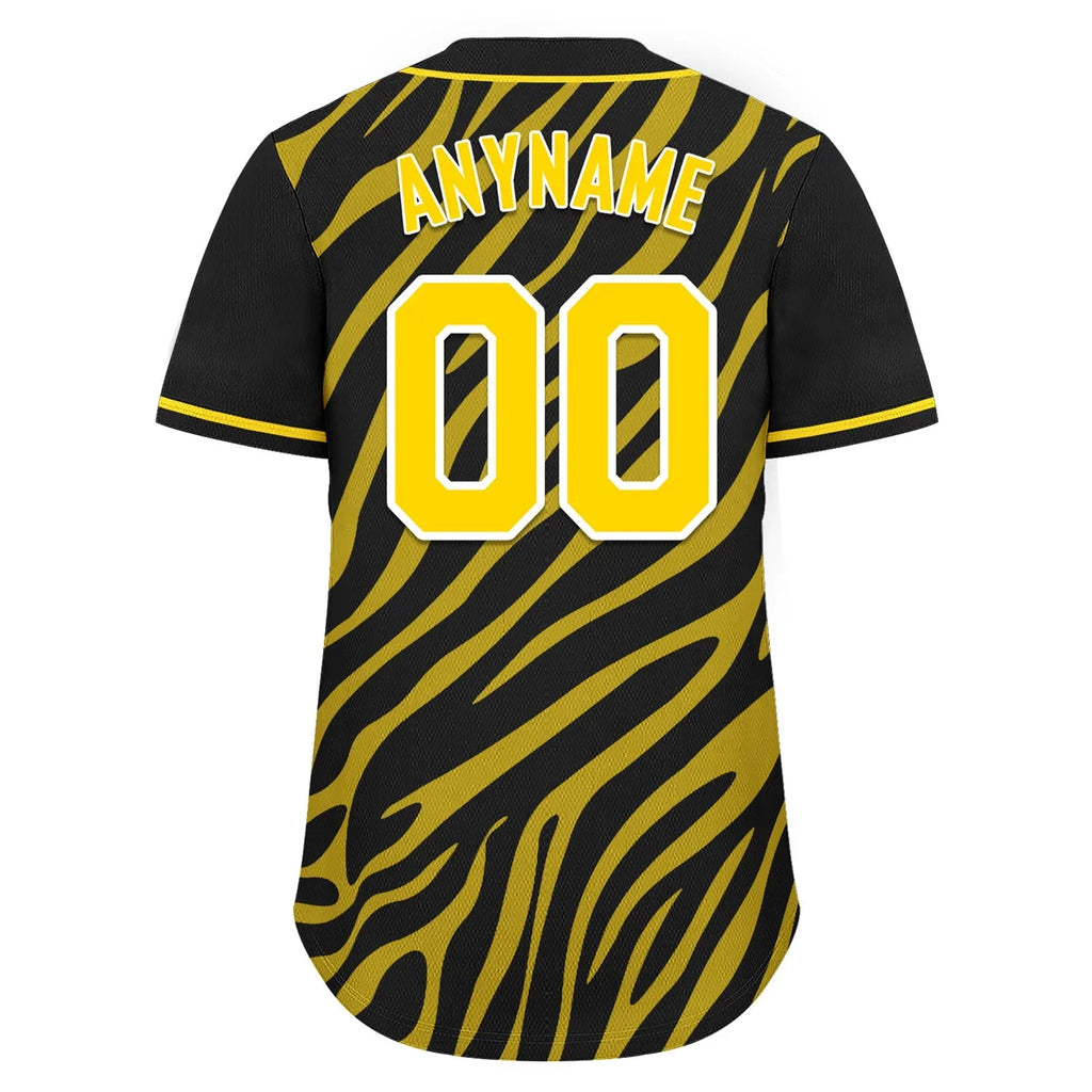 Custom Black Gold Zebra Pattern Personalized Authentic Baseball Jersey BSBJ01-D020201-24 - Coolcustomize