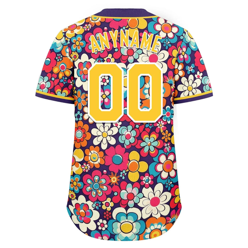 Custom Graffiti Pattern Abstract Floral Patterns Personalized Authentic Baseball Jersey BSBJ01-D020171-6 - Coolcustomize