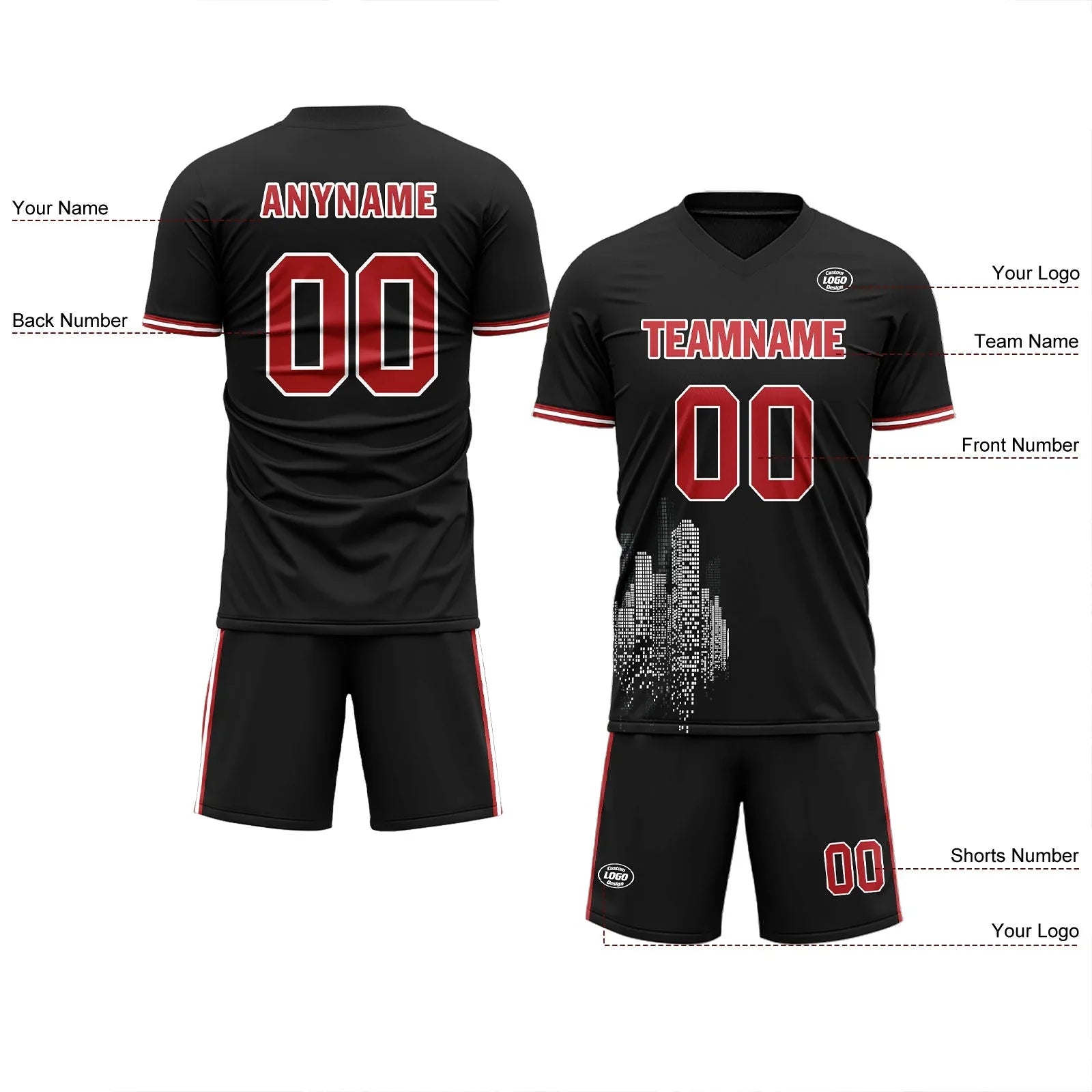 Custom Black Soccer Sets Jersey Personalized SCJ101-D28025 - Coolcustomize