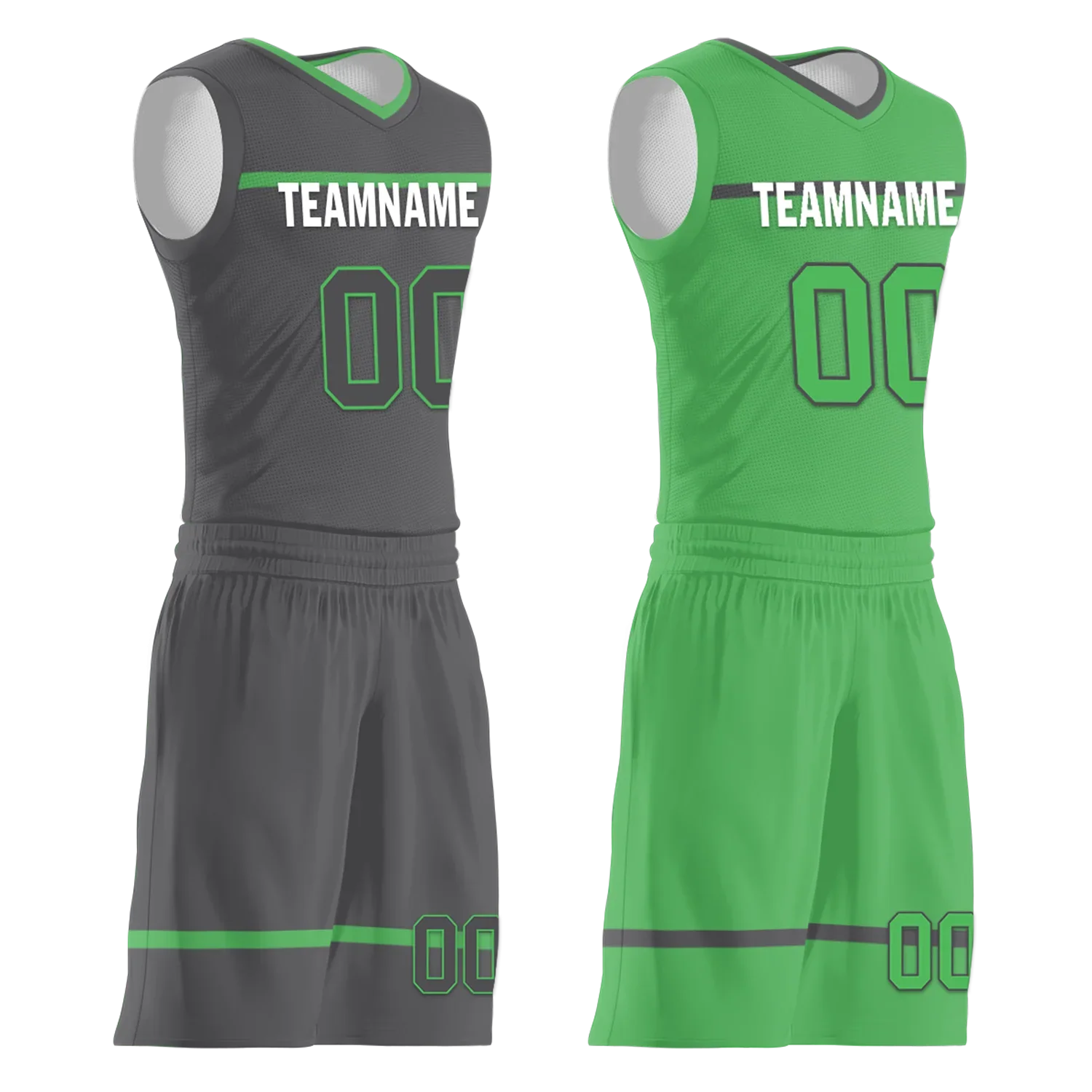 Custom Gray Green Classic Style Reversible Basketball Uniform Personalized Ordinary BBJR-D017046 - Coolcustomize