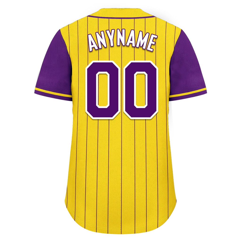 Custom Gold Purple Stripe Fashion Personalized Authentic Baseball Jersey BSBJ01-D017219 - Coolcustomize