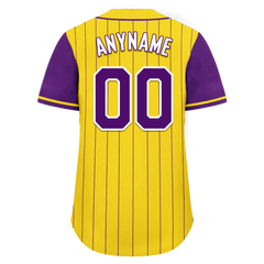 Custom Gold Purple Stripe Fashion Personalized Authentic Baseball Jersey BSBJ01-D017219