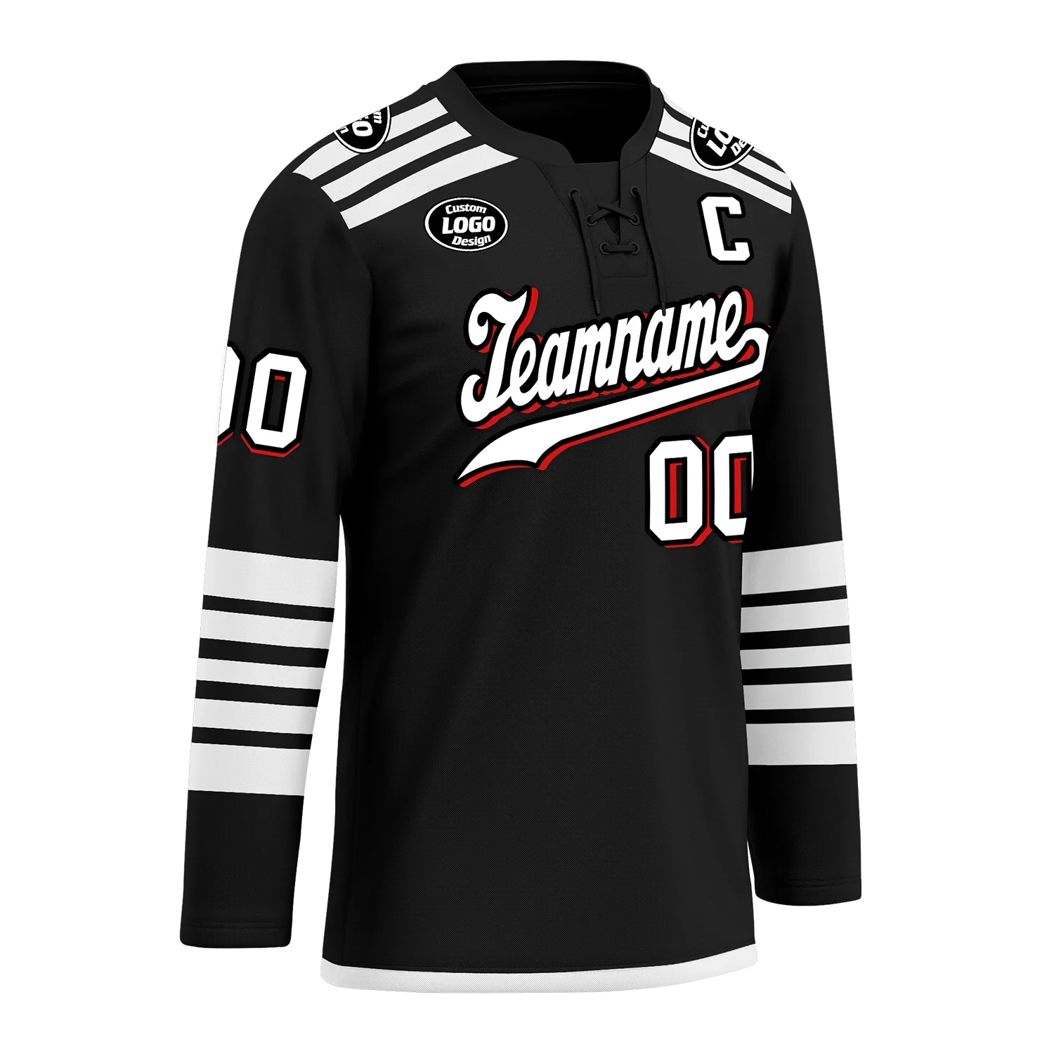 Custom Black White Personalized Hockey Jersey HCKJ01-D0a700d - Coolcustomize