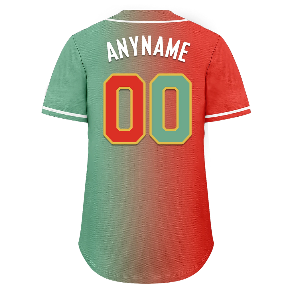 Custom Red Green Gradient Fashion Personalized Authentic Baseball Jersey BSBJ01-D0a7a09 - Coolcustomize