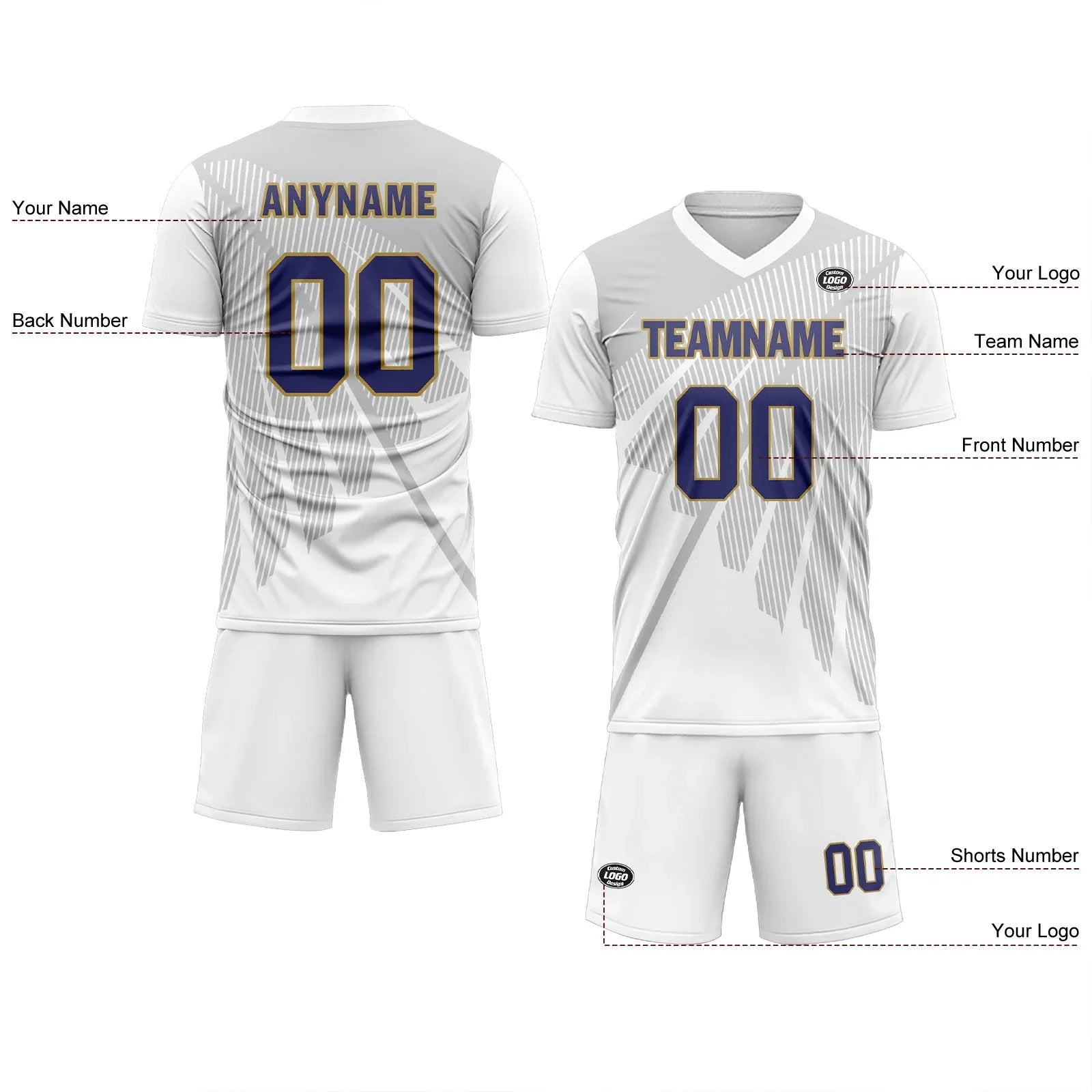 Custom Gray White Soccer Sets Jersey Personalized SCJ101-D28042 - Coolcustomize