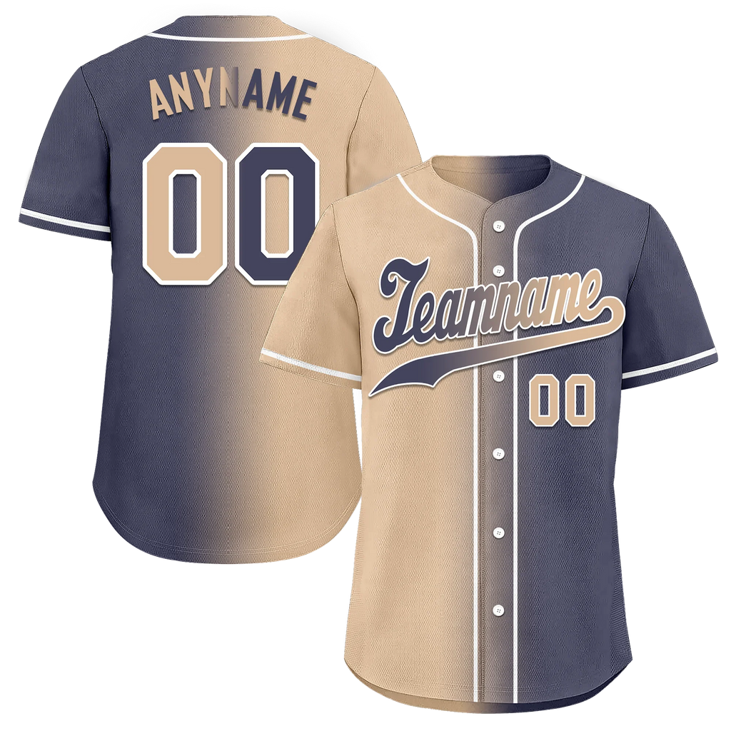Custom Beige Blue Gradient Fashion Personalized Authentic Baseball Jersey BSBJ01-D0a7080 - Coolcustomize