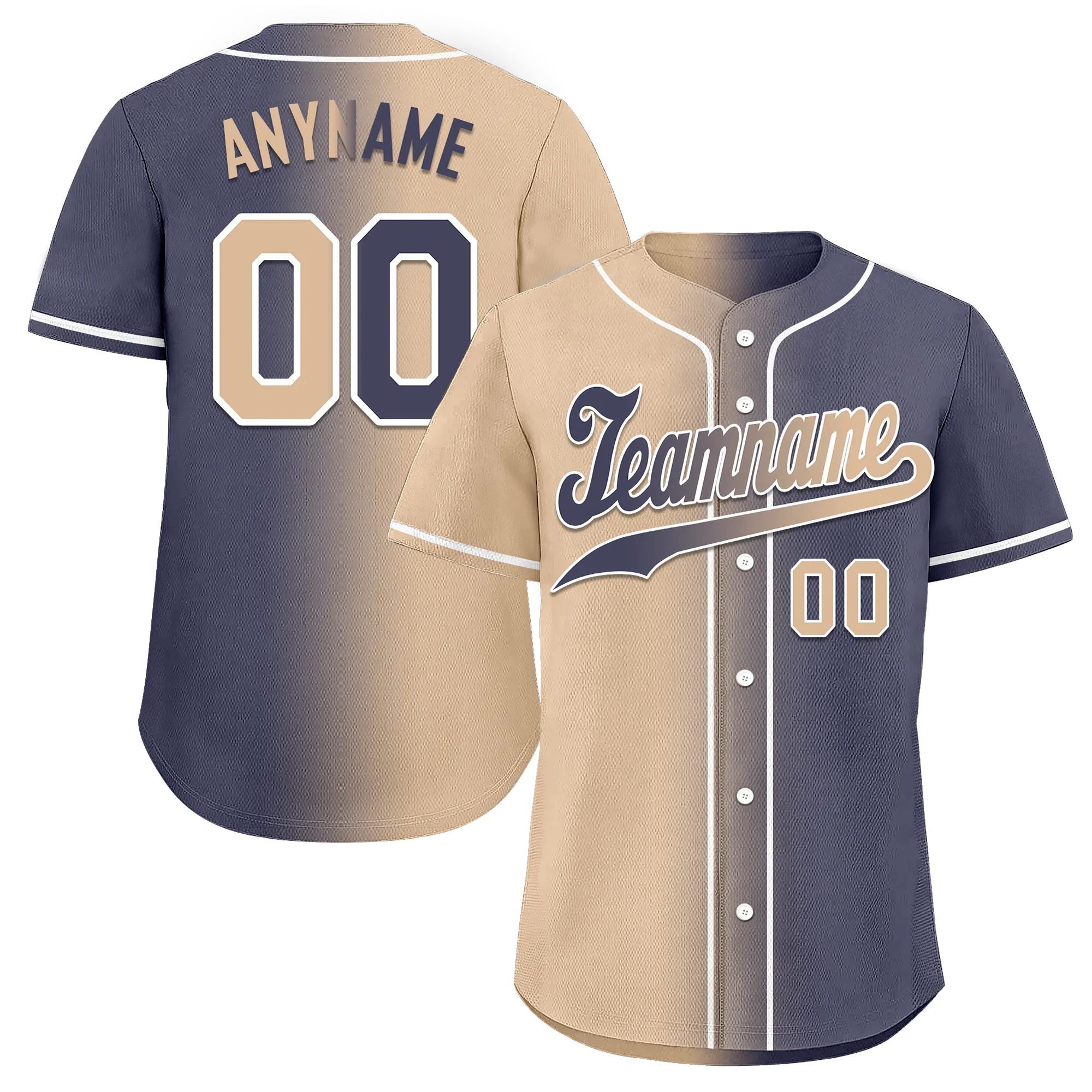 Custom Beige Blue Gradient Fashion Personalized Authentic Baseball Jersey BSBJ01-D0a7080 - Coolcustomize