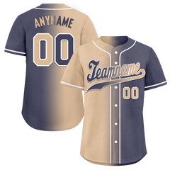 Custom Beige Blue Gradient Fashion Personalized Authentic Baseball Jersey BSBJ01-D0a7080