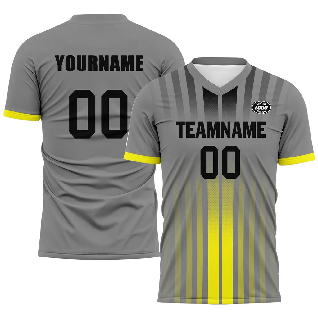 Custom Gray Yellow Soccer Sets Jersey Personalized SCJ101-D020131-9 - Coolcustomize