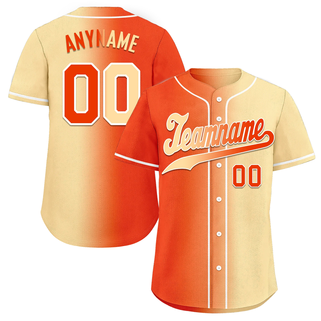 Custom Orange Beige Gradient Fashion Personalized Authentic Baseball Jersey BSBJ01-D0a707f - Coolcustomize